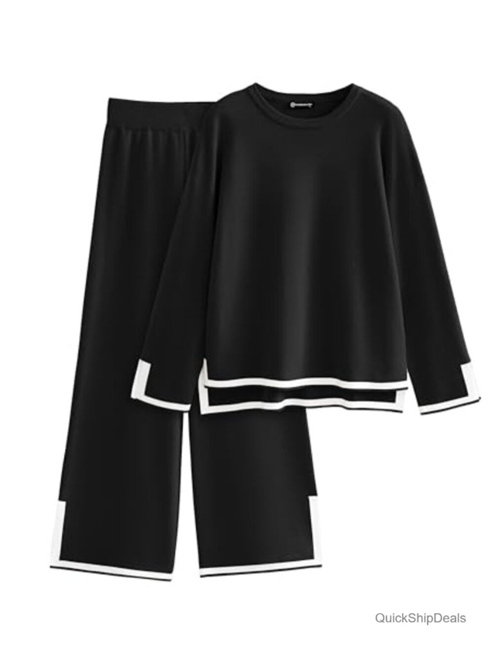 2 Piece Knit Sweater Set Cable Knit Pullover Wide Leg Pants Travel Outfit